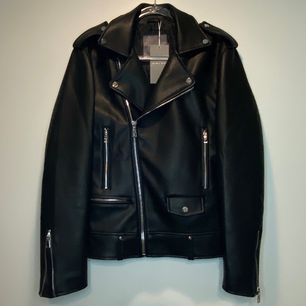 New Zara Man Faux Leather Jacket in Large